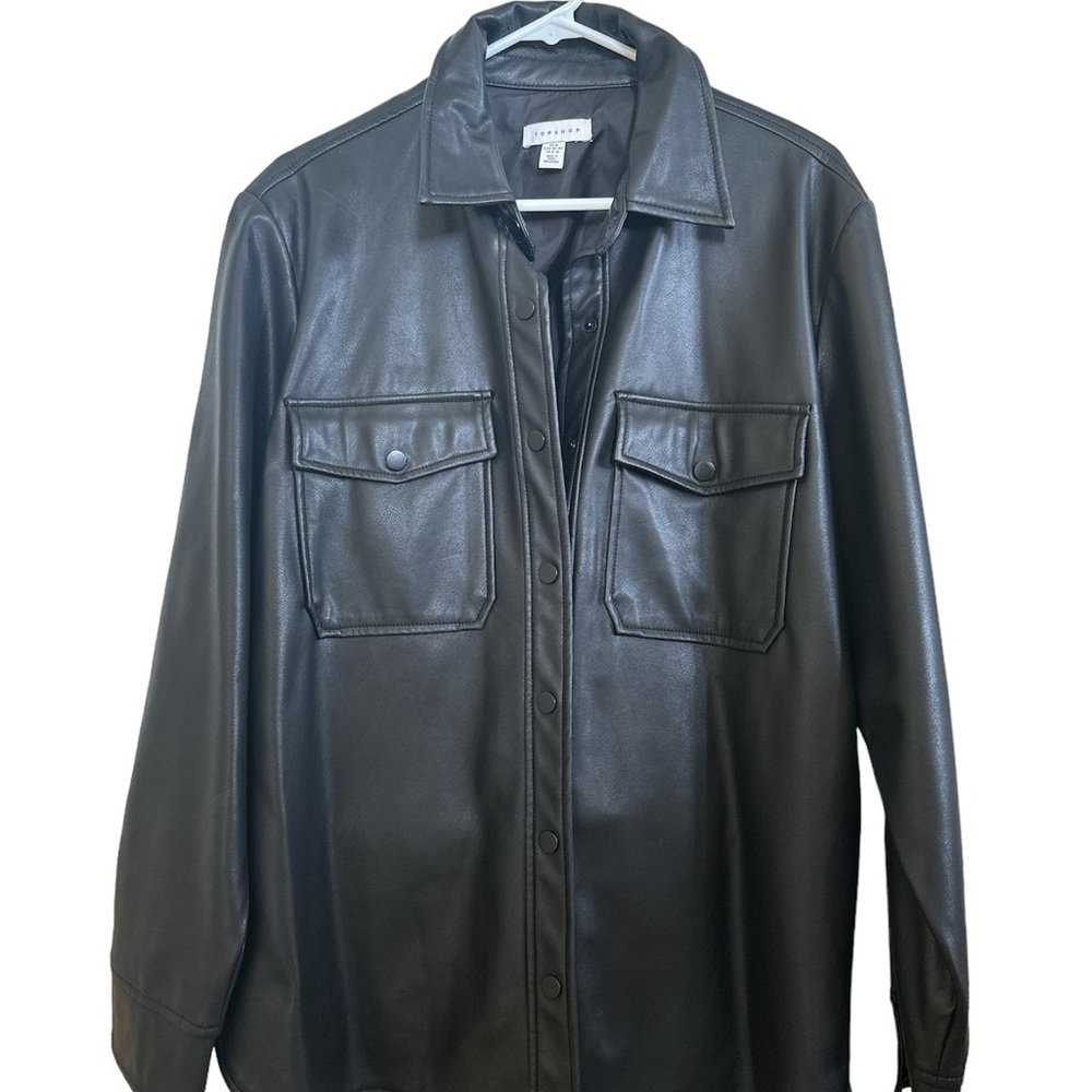 Topshop Faux leather shirt